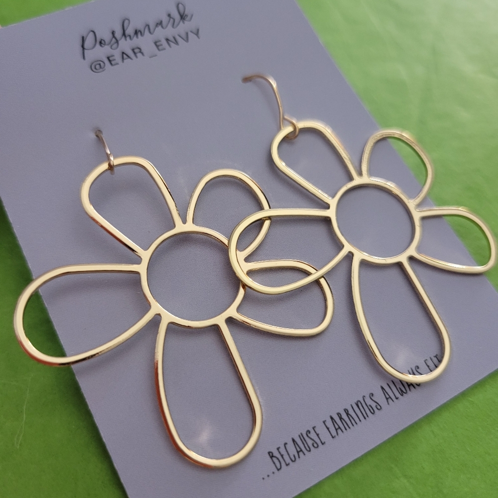 💥LAST ONE💥XL Flower Power Retro Style Dangle Earrings - Picture 2 of 4